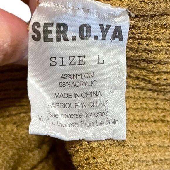 NWT SER•O•YA Brown London Pants Knit Flare High Rise Slight V Waist Size Large‎ - Picture 12 of 15